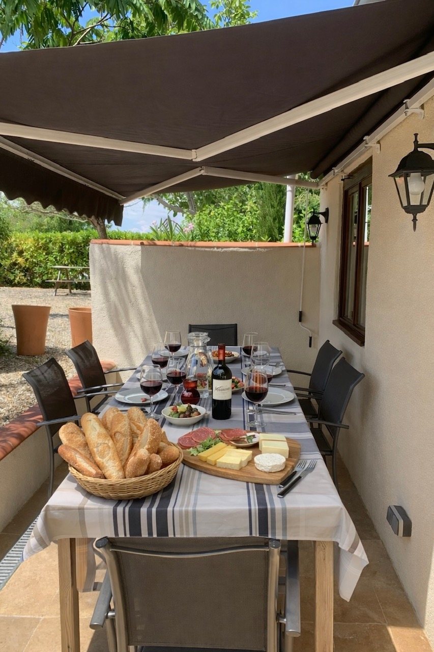 Covered terrace dining