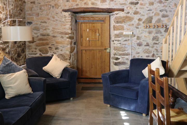 The living area with traditional barn door