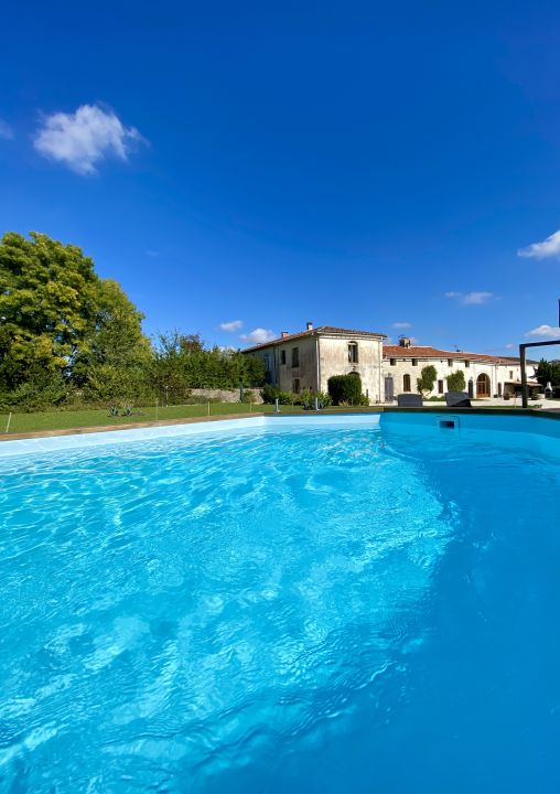 View from pool towards house